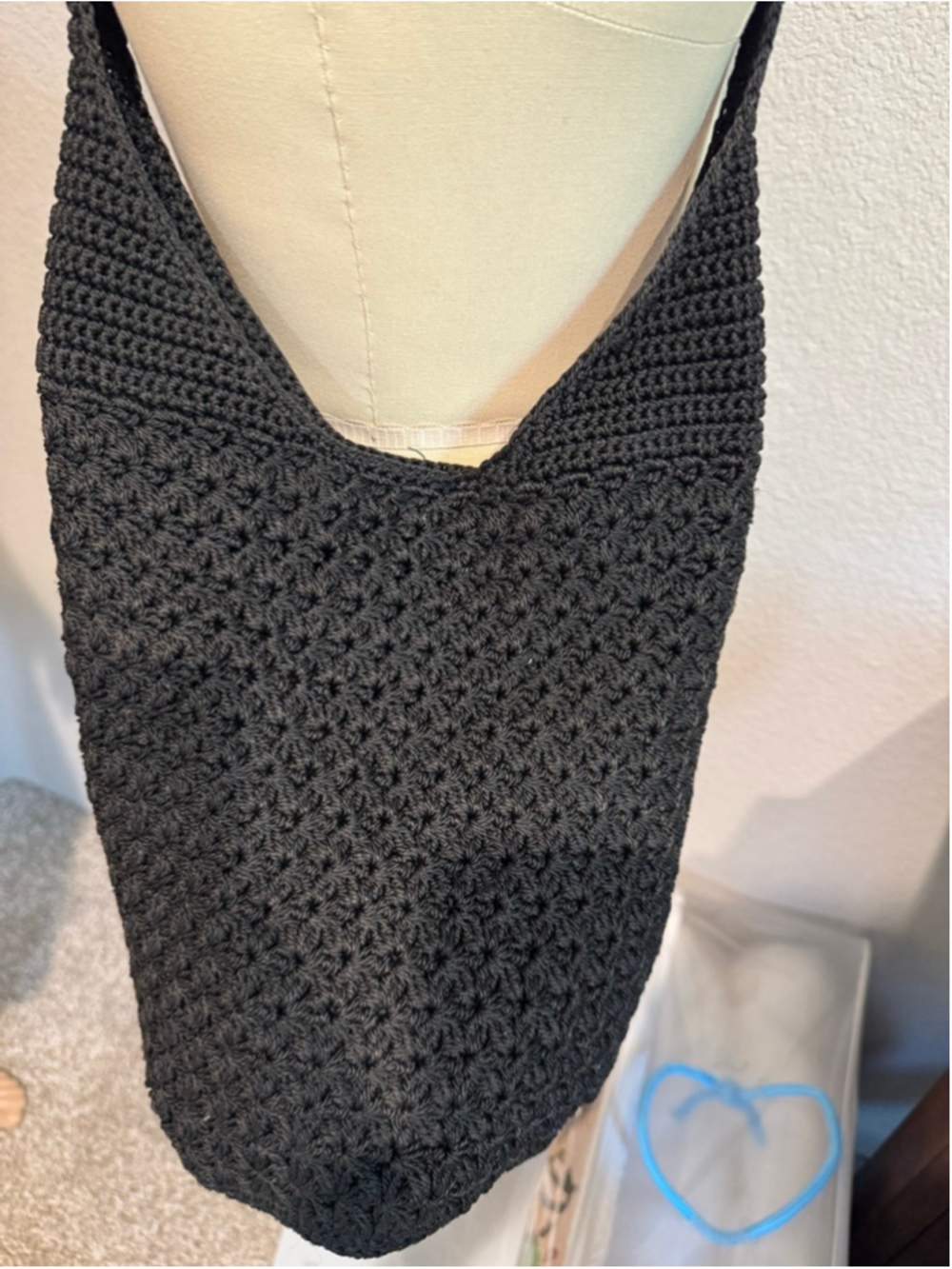Women's Unbranded Black Crocheted Shoulder Bag One Size